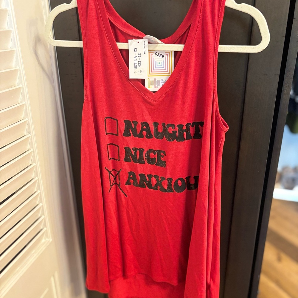 LuLaRoe Red Relaxed Sleeveless Tank Top